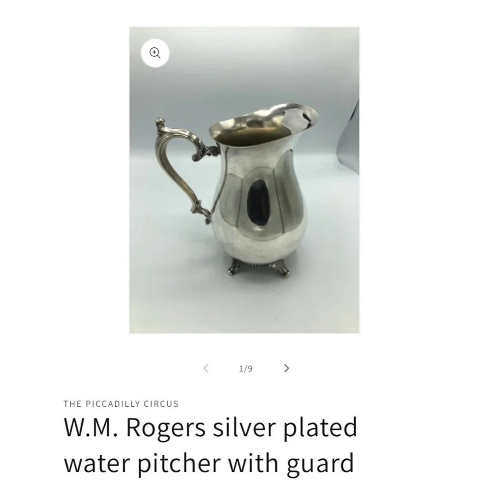 W.M. Rogers Silver Plated Water Pitcher With Guard Preowned in‎ good condition